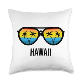 Cool Summer Vacation Clothing Holiday Men Women Hawaii Vintage Sunglasses Vacation Souvenir Throw Pillow, 18x18, Multicolor
