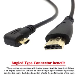 Xiwai Left Angled 90 Degree Micro HDMI to HDMI Male V1.4 Cable 150cm 4K 2K for Cell Phone & Tablet