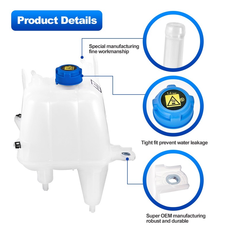 TEMSONE Upgrade 603-832 Coolant Reservoir Tank Compatible with Dodge Ram