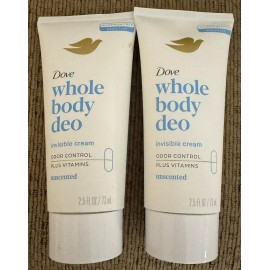 Dove Lot of 2: Dove Whole Body Deodorant Invisible Cream Unscented 2.5oz Odor Control