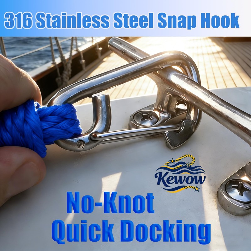 Boat Docking Lines with Clip- 2ft Shock Absorbing Boating Mooring