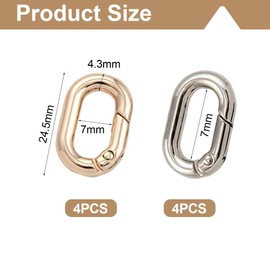 OUDQFCJ Pack of 8 Oval Lobster Clasp, Mini Jewellery Clasp, Gold-Plated Spring Ring Clasp, Necklace Clasp for DIY Jewellery Making, Necklaces and Bracelets (Gold + Silver)