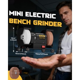 Ecarke 3" Mini Bench Grinder Compatible with Dewalt 20V (Tool Only) Bench Grinder 2000-10000 RPM Variable Speed with AC Adapter, Dual Grinding Wheels for Sharpen Knives, Drills, Steel, Rust Removal