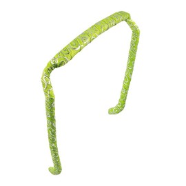 Zazzy Bandz - Curly Thick Hair - Medium Headband - Hand-Wrapped Patterned (Original, Silver Swirls on Lime Green)