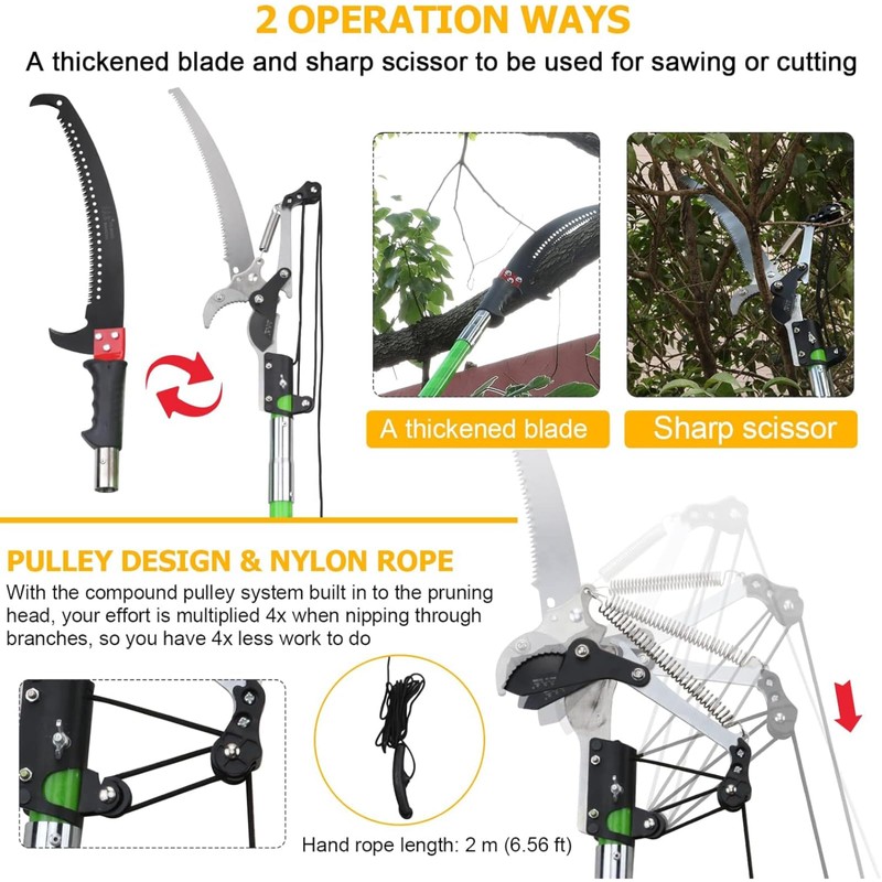 30 Feet Tree Pole Pruner Manual Branches Trimmer Tree Branch