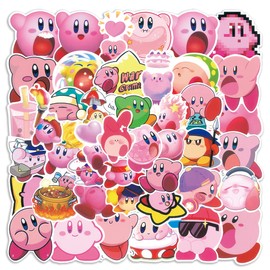 Kirby Stickers 50 Pieces Vinyl Stickers for Laptop, Bumper, Skateboard, Water Bottles, Computer, Phone, Cartoon Anime Stickers for Kids, Teens, Adults
