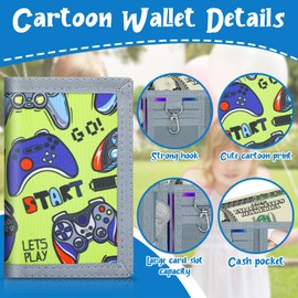 ZHONYEE Kids Wallet with Lanyard for Boys Ages 4-12 Trifold Toddler Wallet Zippered Coin Pocket Card Holders for Children Birthday Gifts
