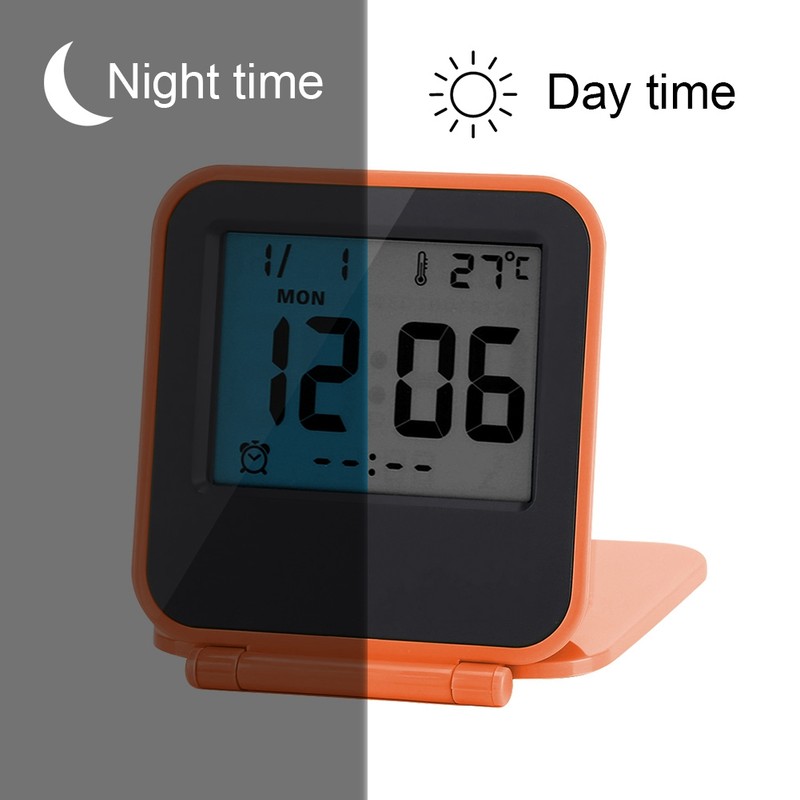 Portable Foldable Tabletop Travel Digital Alarm Clock with Temperature Calendar