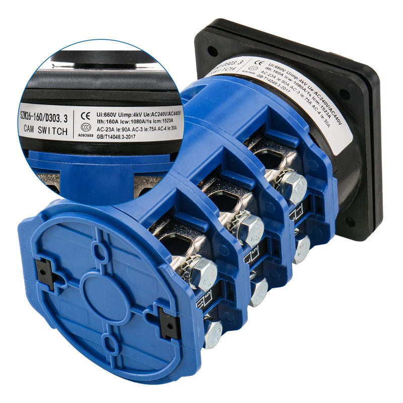 Baomain 160A Rotary Selector Cam Changeover Switch, SZW26-160/D303.3 AC 660V