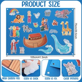 HunnmingRe Noah's Ark Felt Board Bible Stories Set Flannel Felt Board for Girls Boys Noah's Ark Craft Toy Pieces Bible Puzzles for Baptism School Class Home Activities