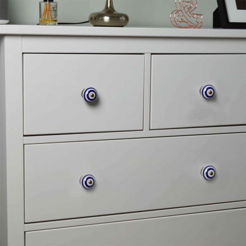Nicola Spring Ceramic Cupboard Drawer Handle Knobs - Stripe Design