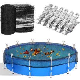 YEXEXINM 20 Feet Round Leaf Net Cover for Above Ground Pool, Winter Cover Mesh Cover with 12 Pcs Large Metal Clips，Pool Safety Net Fits 18FT Above Ground Pools, Keeps Leaves Out of Your Pool