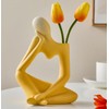 Abstract Thinker Vase Yellow Ceramic Flower Vase 20cm Tall Modern