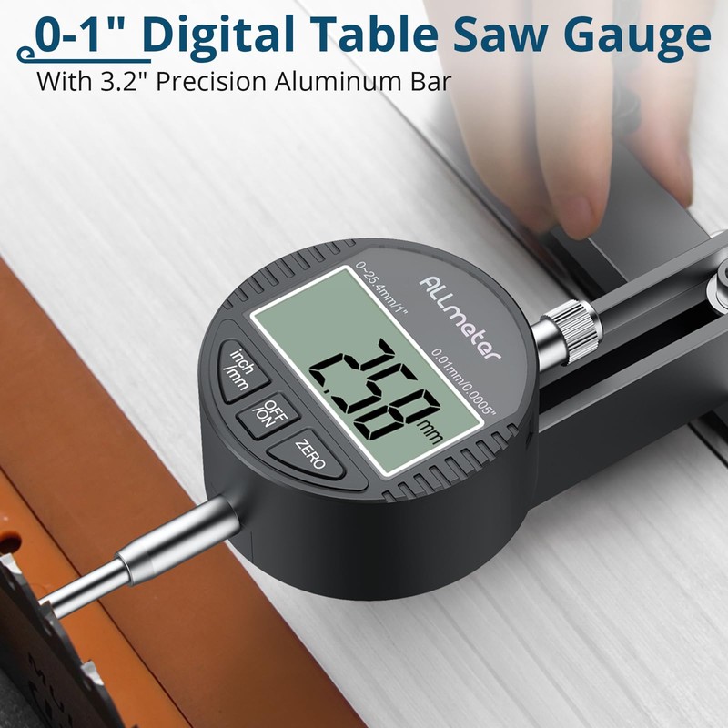 ALLmeter Digital Table Saw Gauge | Straight-Through Chute Design |