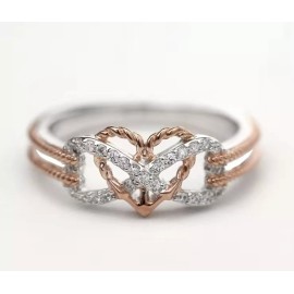 For Women Heart Eternity Ring For Women, Ladies Fashion. Silver Rose Gold Size 8