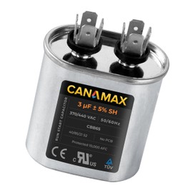 Canamax 3uf MFD 50/60 Hz 370-440 VAC Volts Oval Start Capacitor - Compatible with AC Motor Run or Fan Start and Cool or Heat Pump Air Conditioner - Replaces C403 C403L C303 12027 4X425A