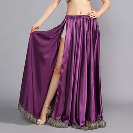 Royal Leela falda de danza del vientre para mujer, faldas de danza del vientre, maxi falda de satén para danza del vientre, Púrpura, Talla única