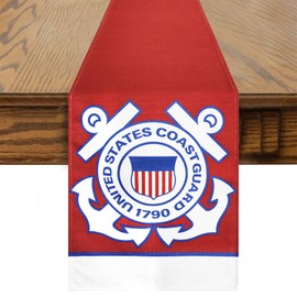U.S. Coast Guard Table Runner,Memorial Day Independence Day Veterans Day Military USCG Theme Tablecloth Kitchen Dining Table Linen for Indoor Outdoor Home Party Decor 13 x 72 Inch
