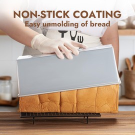 CURTA 2 Pack Pullman Loaf Pan with Lid, 2.2 lb 13x5 Inch Nonstick Aluminum Alloy Pullman Loaf pan, Bread Loaf pan with Lid for Homemade Sandwich Bread