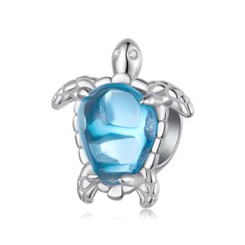 Qings Turtle/Crab/Starfish/Octopus/Musche Charms for Bracelets 925 Sterling Silver Summer Sea Animal Pendant Compatible with Bracelets and Necklaces for Women, Sterling Silver, Cubic Zirconia