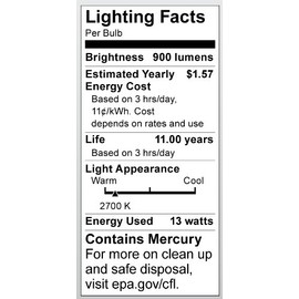 Satco S7411 13-Watt Medium Base T2 Mini Spiral, 2700K, 120V, Equivalent to 60-Watt Incandescent Lamp for Enclosed Fixtures