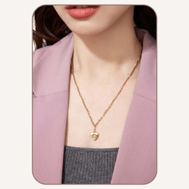 Calakein Gold Plated Necklace, Dainty Necklace for Women with Simple Pendant (Gold Heart)