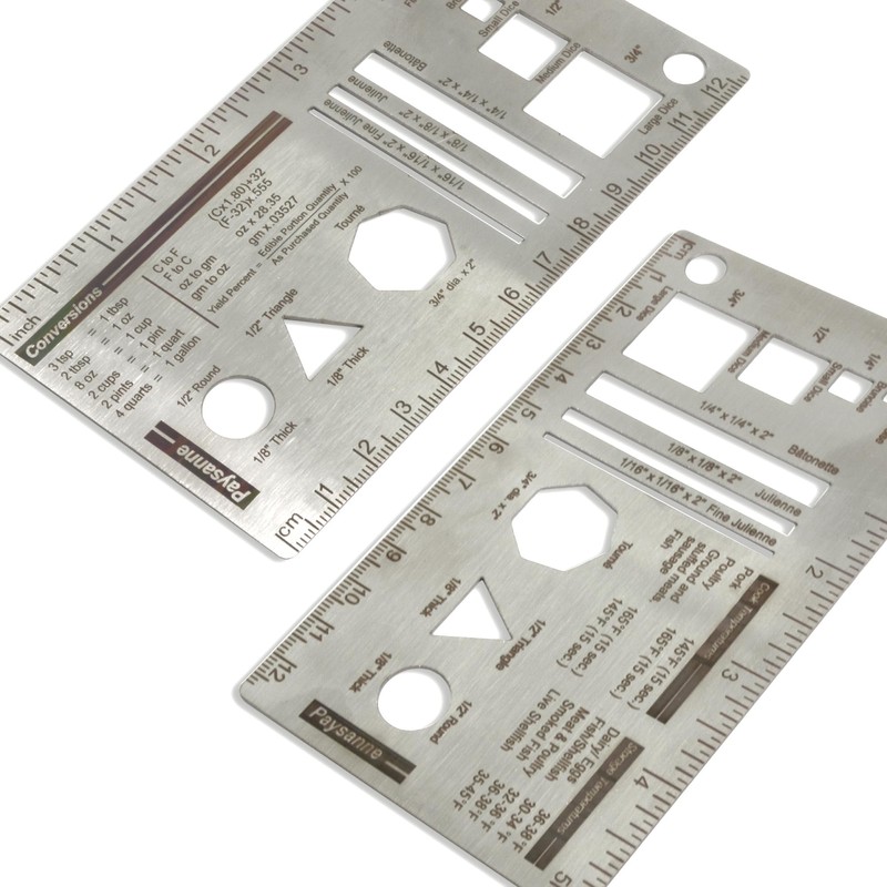 UPTTHOW Culinary Ruler Stainless Streel Mini Cutting Reference Template Cooking