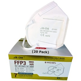 Spanner In The Works FFP3 Masks Pack of 20 With >99% Filtration Efficiency - Individually Wrapped Disposable Face Masks | Dust Masks For Sanding | Filtering Facepiece Respirator | 7 layer Facemask