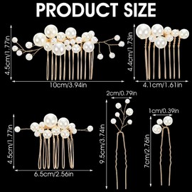 Pearl Hair Accessories 5 Pcs Gold Hair Comb for Wedding Bridal Pearl Pins Combs for Women Accessories Clips Vintage Headpiece Jewelry for Bridesmaids Brides Flower Girls