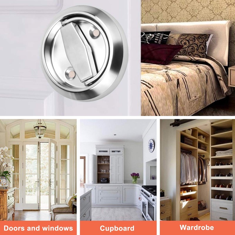 1 Pair Recessed Door Handle Round Flush Pull Handle Cabinet