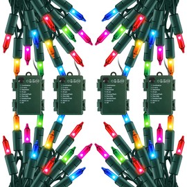 Paquete de 4 luces de Navidad alimentadas por pilas, paquete de 60 luces LED de 20 pies alimentadas por pilas, luces de Navidad, ambientes, día festivo, para exteriores, interiores, bodas, fiestas,