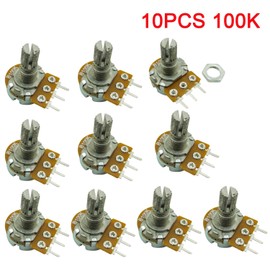 Aihasd B100K 100K Ohm Adjustment Single Linear Rotary Taper Potentiometer Shaft 15 mm Pack of 10