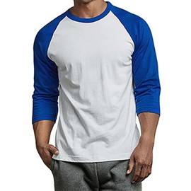 Men's Raglan Baseball Tee Shirt - Casual T-Shirts,01,L,Roy/Wht