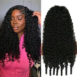 yuccy 300% Density Burmese Curly Human Hair Wig 13x4 HD Lace Frontal Raw Human Hair Water Wave Lace Front Wigs for Black Women 100% Human Hair Wigs with Spiral End (Natural Color, 24inch)