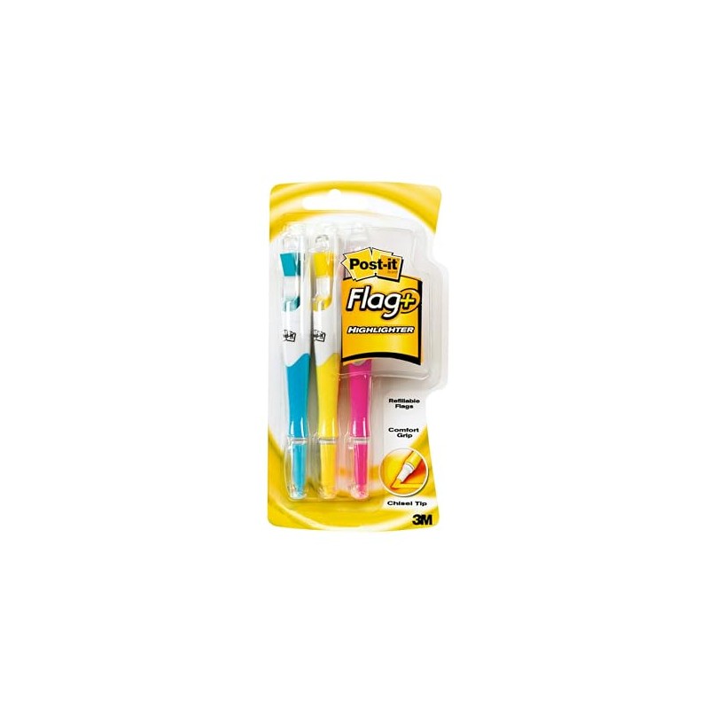 Post-it Flag+ Highlighter, Yellow, Pink, and Blue, 50-Color Coordinated Flags/Highlighter,