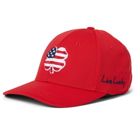 Black Clover Standard USA Vertex Hat, Red hat/3D American Flag Clover