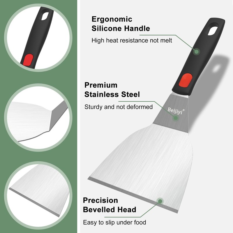 Beijiyi Stainless Steel Spatula Set, Heavy Duty Small Metal Spatula