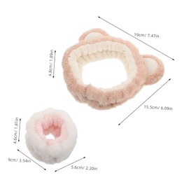 OATIPHO Cute Bear Plush Hair Band Skincare Wristband for Face Washing Spa Makeup Adjustable Headband Accessory