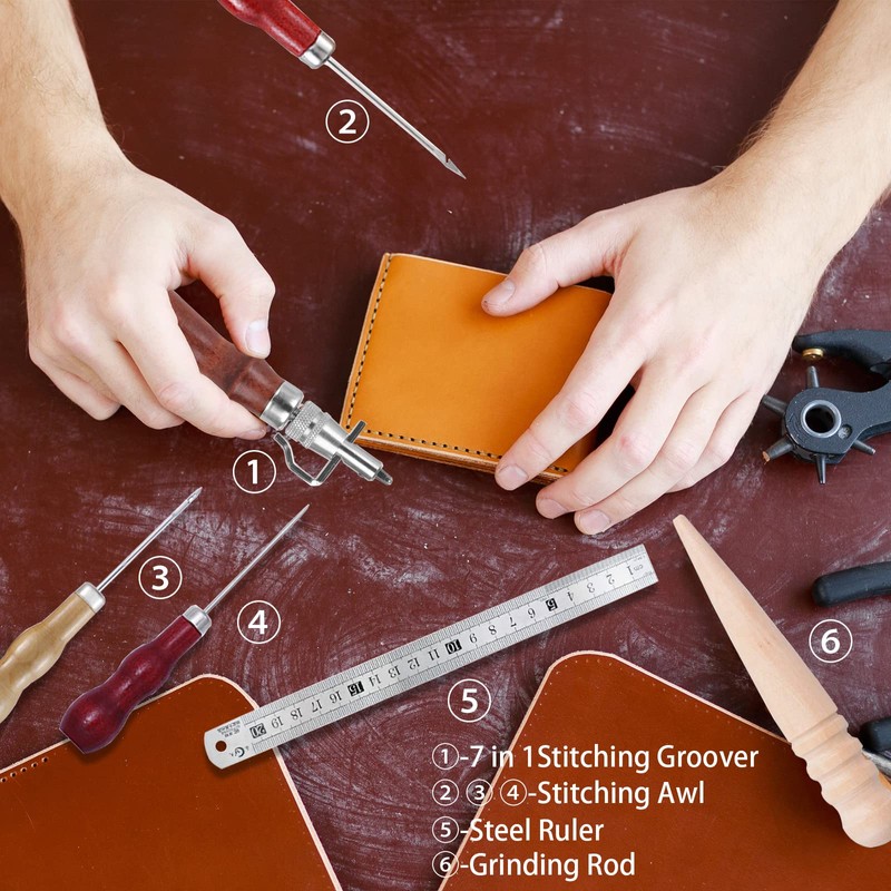 Leather Tool, DIY Leather Tool Set, Leather Sewing Set with
