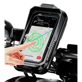 Kewig Bike Phone Mount Waterproof, Bicycle Phone Mount Holder Pouch with Sun Visor & Touch-Screen, Handlebar Phone Mount with 360 Rotation Bike Phone Holder Suitable for 4.0'' - 6.7'' Cellphones
