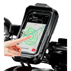 Kewig Bike Phone Mount Waterproof, Bicycle Phone Mount Holder Pouch with Sun Visor & Touch-Screen, Handlebar Phone Mount with 360 Rotation Bike Phone Holder Suitable for 4.0'' - 6.7'' Cellphones