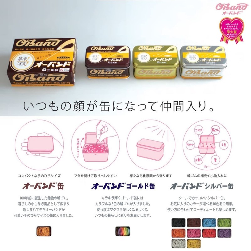 Kyowa O Rubber Bands, Silver Tin, 1.1 oz (30 g)