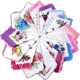 Women's Cotton Handkerchiefs – Soft and Reusable Hankies for Everyday Use – Lightweight and Gentle on Skin – Pack of 2 (Assorted 7)