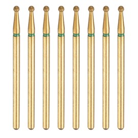 sourcing map 8pcs 100-120 Grits Diamond Grinding Bit 2mm Ball Head 2.35mm Shank 2mm Length Titanium Plated Stone Sanding Drill Bits Rotary Tool for Nails Grinding Polishing