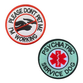 Antrix 2 Pieces Please Don't Pet Me and EMT EMS Medic Paramedic Star of Life Psychiatric Vests/Harnesses Hook & Loop Embroidered Fastener Emblem Patch for Dogs Vests Harness Clothes