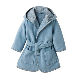 Vertbaudet Baby Bathrobe India Flower Oeko-Tex Blue Printed 86, Printed in blue