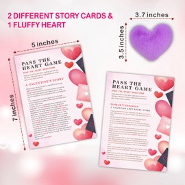NYCTUG Valentine's Day Game -Pass The Heart, 2 Left Right Game Cards & 1 Fluffy Heart, Group Prize Game & Party Favor(Lavender) - A10