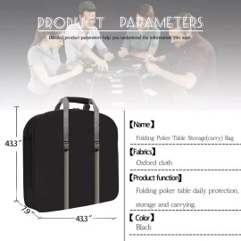 Poker Table Bag for Folding Poker Table Storage or Carry, Poker Table Cover 6...