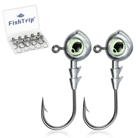 FishTrip 10 Pack Fishing Eyes Jigs 3D Eyes Trout Heads Bass Hook Saltwater Swimbait Jig Heads Freshwater Walleye Striper Walleye Striper 1/8oz 3/16oz 1/4oz 3/8oz