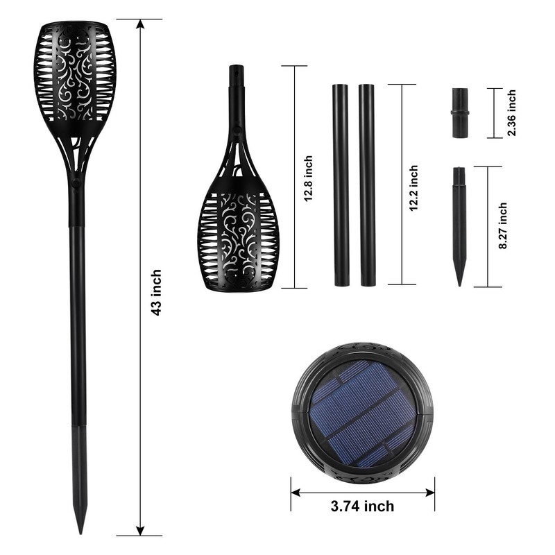 Solar Tiki Torch 43" (Super Large Size) with Flickering Flame,